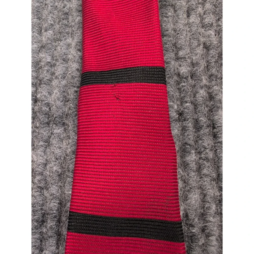 Vintage Brooks Brothers Makers Silk Tie Red W/ Black Stripe Made in USA